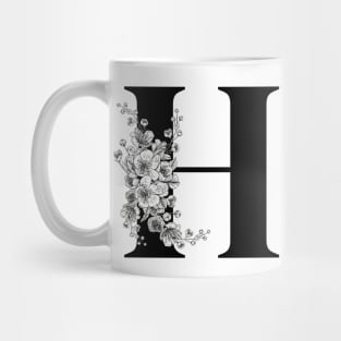 H alphabet Botanical cherry blossom sakura flowers Mug